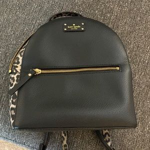Kate Spade Black and Leopard Print Leather Mini Backpack